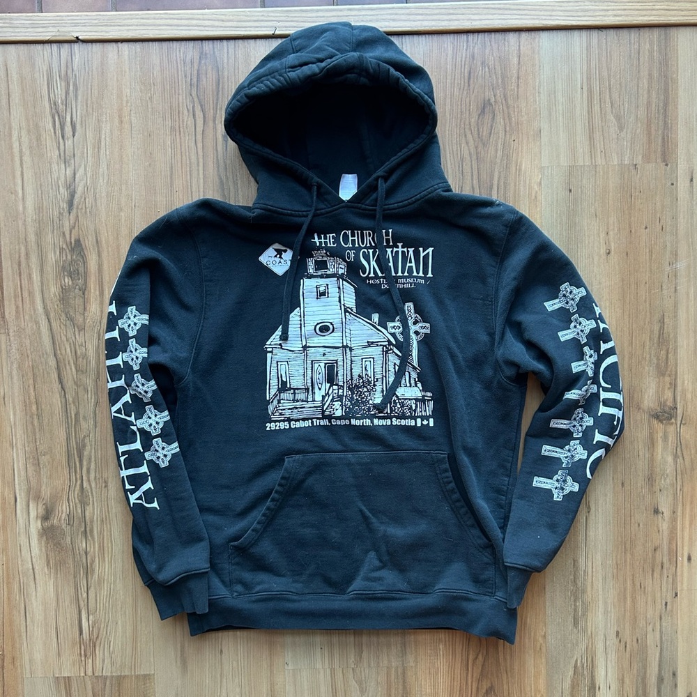 Vintage Black Church of Skatan Hoodie Graphic